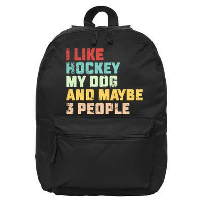 I Like Hockey My Dog & Maybe 3 People Hockey Coach Vintage 16 in Basic Backpack