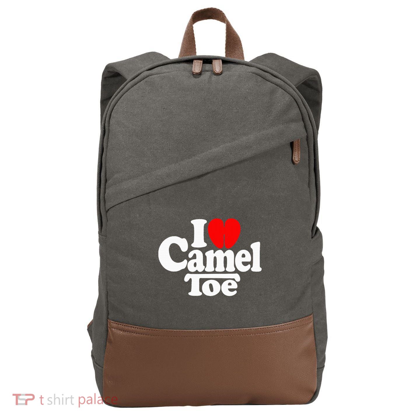 I Love Heart Camel Toe Cotton Canvas Backpack