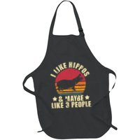 I Like Hippos & Maybe Like 3 People Zookeeper Hippopotamus Full-Length Apron With Pockets