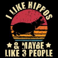 I Like Hippos & Maybe Like 3 People Zookeeper Hippopotamus Full-Length Apron With Pockets