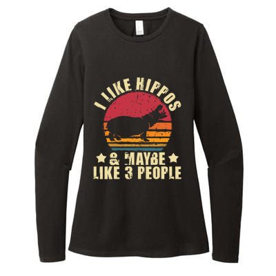 I Like Hippos & Maybe Like 3 People Zookeeper Hippopotamus Womens CVC Long Sleeve Shirt