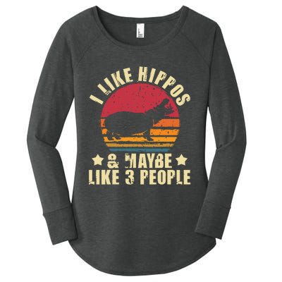 I Like Hippos & Maybe Like 3 People Zookeeper Hippopotamus Women's Perfect Tri Tunic Long Sleeve Shirt