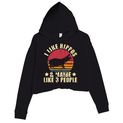 I Like Hippos & Maybe Like 3 People Zookeeper Hippopotamus Crop Fleece Hoodie