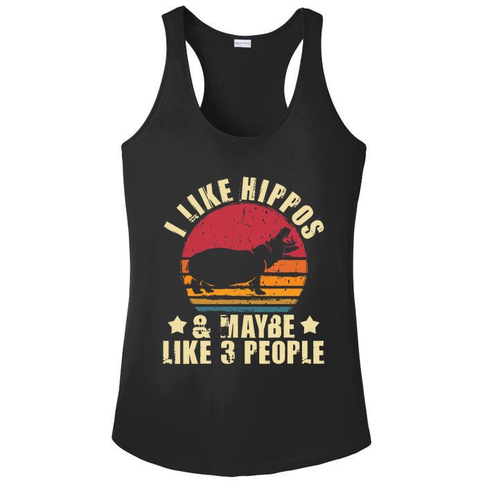 I Like Hippos & Maybe Like 3 People Zookeeper Hippopotamus Ladies PosiCharge Competitor Racerback Tank