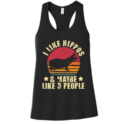 I Like Hippos & Maybe Like 3 People Zookeeper Hippopotamus Women's Racerback Tank