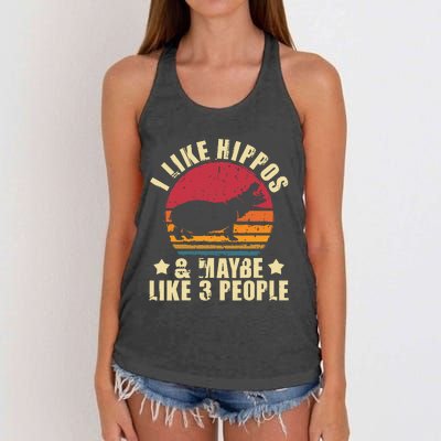 I Like Hippos & Maybe Like 3 People Zookeeper Hippopotamus Women's Knotted Racerback Tank