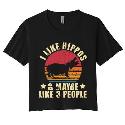 I Like Hippos & Maybe Like 3 People Zookeeper Hippopotamus Women's Crop Top Tee