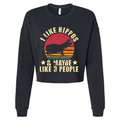 I Like Hippos & Maybe Like 3 People Zookeeper Hippopotamus Cropped Pullover Crew