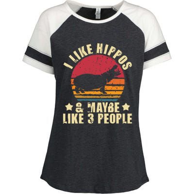 I Like Hippos & Maybe Like 3 People Zookeeper Hippopotamus Enza Ladies Jersey Colorblock Tee