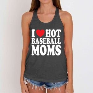 I Love Hot Baseball Moms Funny Gift Women's Knotted Racerback Tank