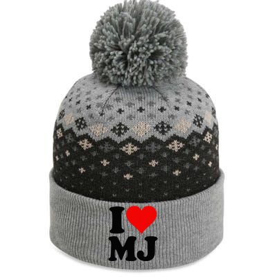 I Love Heart Mj M J M.J. The Baniff Cuffed Pom Beanie