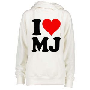 I Love Heart Mj M J M.J. Womens Funnel Neck Pullover Hood