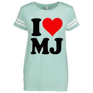 I Love Heart Mj M J M.J. Enza Ladies Jersey Football T-Shirt