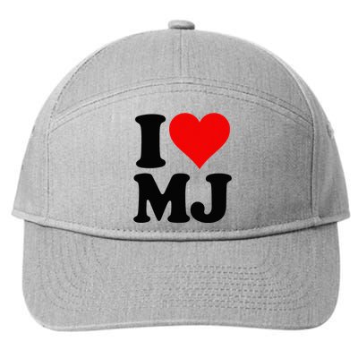 I Love Heart Mj M J M.J. 7-Panel Snapback Hat