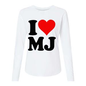 I Love Heart Mj M J M.J. Womens Cotton Relaxed Long Sleeve T-Shirt