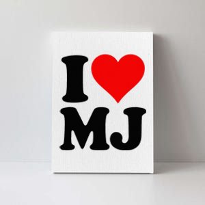 I Love Heart Mj M J M.J. Canvas