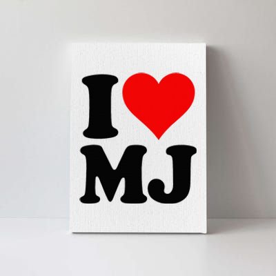 I Love Heart Mj M J M.J. Canvas