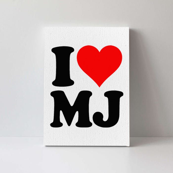 I Love Heart Mj M J M.J. Canvas