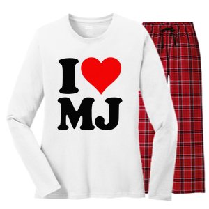 I Love Heart Mj M J M.J. Women's Long Sleeve Flannel Pajama Set 