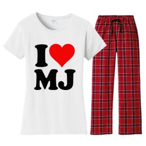 I Love Heart Mj M J M.J. Women's Flannel Pajama Set