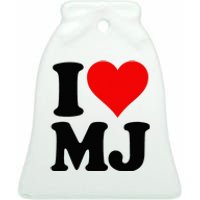 I Love Heart Mj M J M.J. Ceramic Bell Ornament