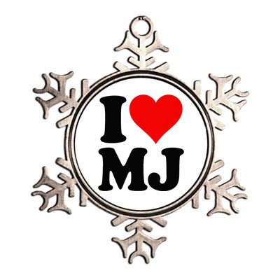 I Love Heart Mj M J M.J. Metallic Star Ornament