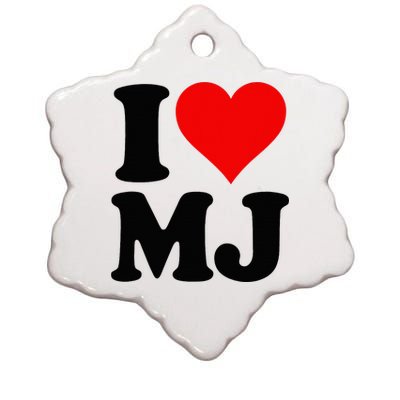 I Love Heart Mj M J M.J. Ceramic Star Ornament