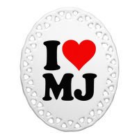 I Love Heart Mj M J M.J. Ceramic Oval Ornament