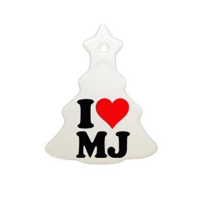 I Love Heart Mj M J M.J. Ceramic Tree Ornament