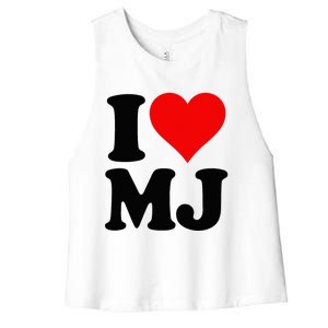 I Love Heart Mj M J M.J. Women's Racerback Cropped Tank