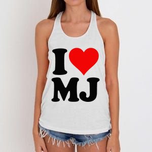 I Love Heart Mj M J M.J. Women's Knotted Racerback Tank