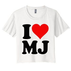 I Love Heart Mj M J M.J. Women's Crop Top Tee