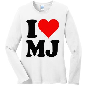 I Love Heart Mj M J M.J. Ladies Long Sleeve Shirt