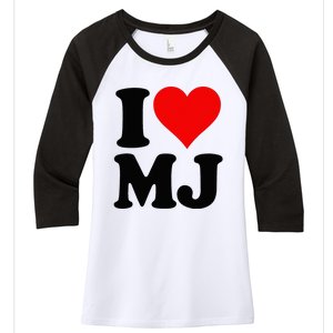 I Love Heart Mj M J M.J. Women's Tri-Blend 3/4-Sleeve Raglan Shirt