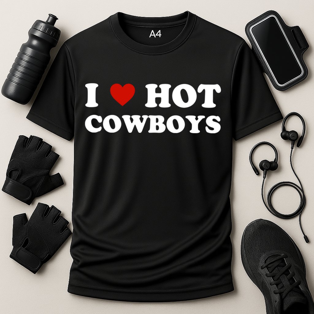 I Love Hot Cowboys, I Heart Hot Cowboys Lover Cooling Performance Crew T-Shirt