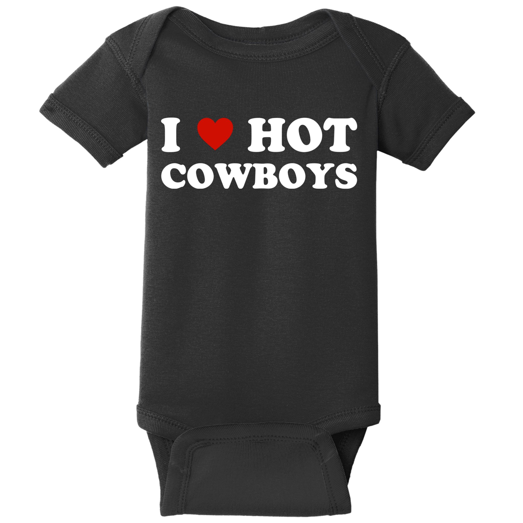 I Love Hot Cowboys, I Heart Hot Cowboys Lover Baby Bodysuit