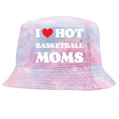 I Love Hot Basketball Moms Funny Heart Basketball Mom Cute Gift Tie-Dyed Bucket Hat