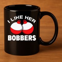 I like her bobbers fishing retro fisherman humor 11oz C Handle Ceramic Mug