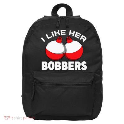 I like her bobbers fishing retro fisherman humor 16 in Basic Backpack