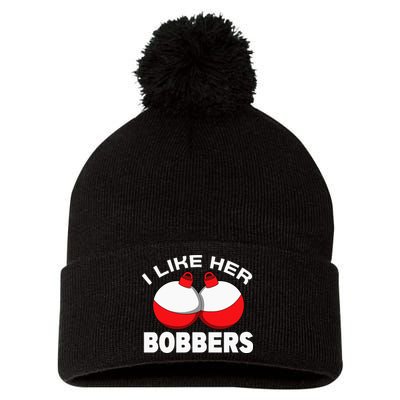I like her bobbers fishing retro fisherman humor Pom Pom 12in Knit Beanie