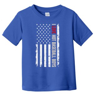 I Love Hot Baseball American Usa Flag Funny Gift Toddler T-Shirt