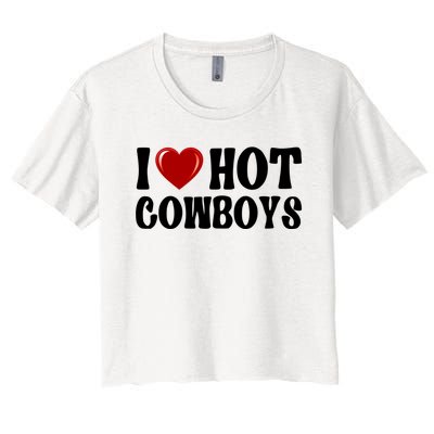 I Love Hot Cowboys, I Heart Hot Cowboys Lover Women's Crop Top Tee