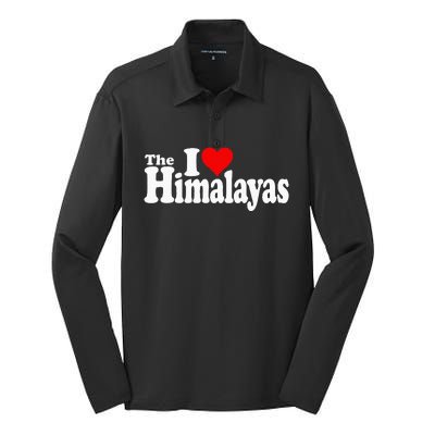 I Love Heart The Himalayas Himalayan Mountains Silk Touch Performance Long Sleeve Polo