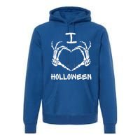 I Love Halloween Skeleton Heart Hands Great Gift Premium Hoodie