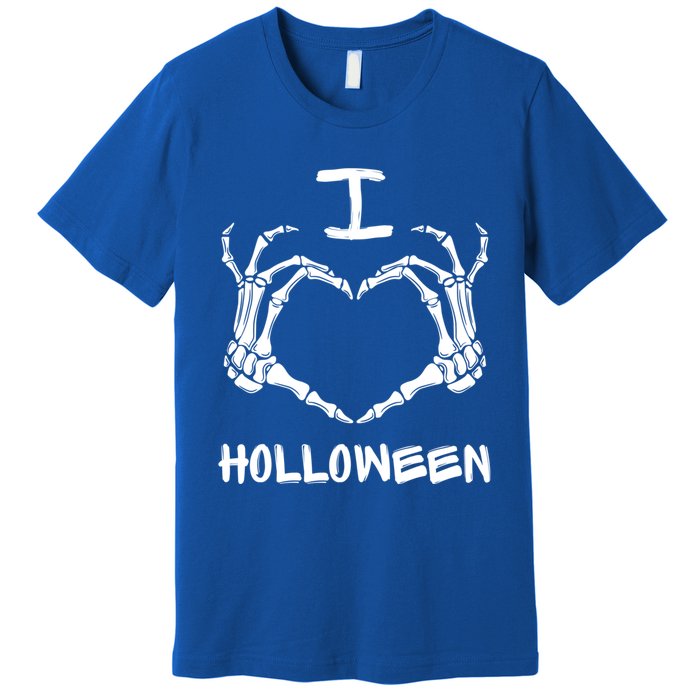 I Love Halloween Skeleton Heart Hands Great Gift Premium T-Shirt