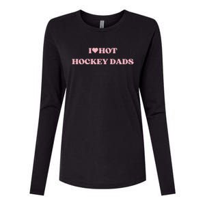 I Love Hot Hockey Dads I Heart Hot Hockey Dads Cute Design Gift Womens Cotton Relaxed Long Sleeve T-Shirt