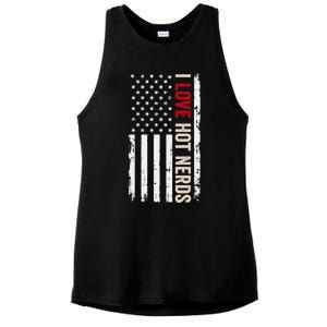 I Love Hot Nerds American Usa Flag Cool Gift Ladies PosiCharge Tri-Blend Wicking Tank