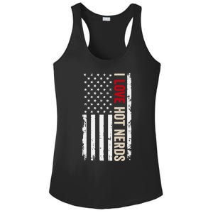 I Love Hot Nerds American Usa Flag Cool Gift Ladies PosiCharge Competitor Racerback Tank