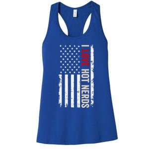 I Love Hot Nerds American Usa Flag Cool Gift Women's Racerback Tank