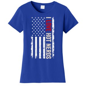 I Love Hot Nerds American Usa Flag Cool Gift Women's T-Shirt